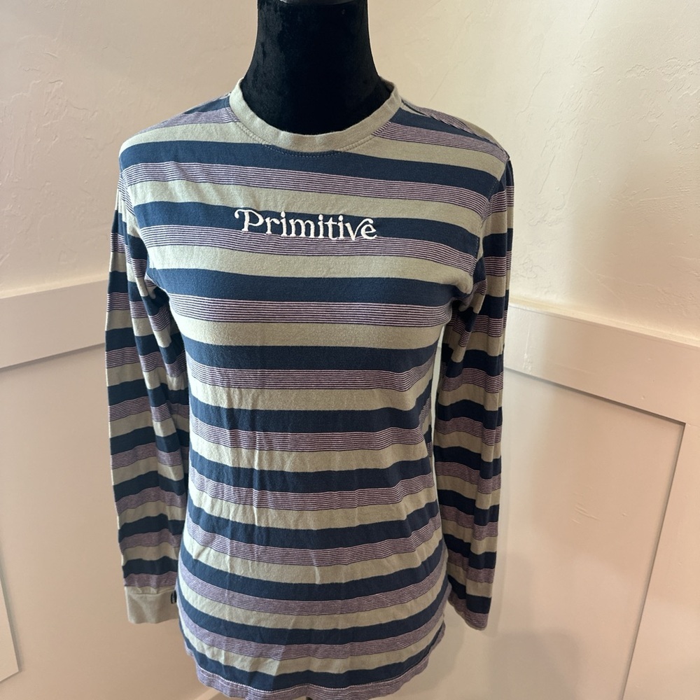 Primitive Striped Long Sleeve Tee - Blue, Purple,‎ Gray